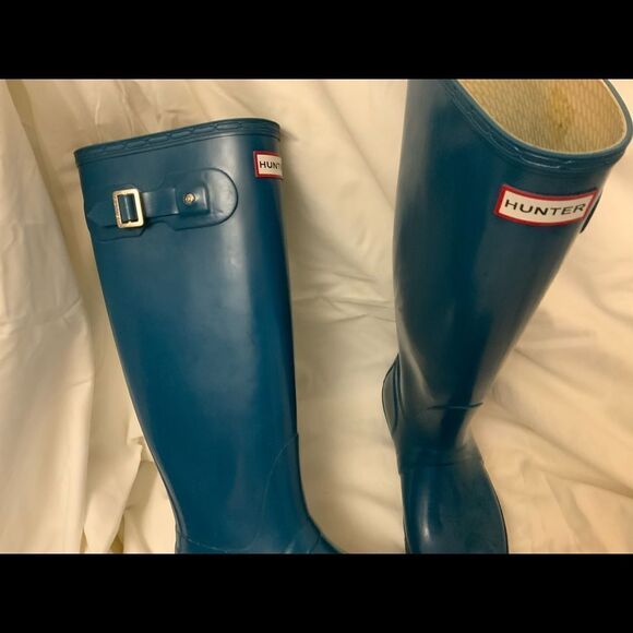 Hunter W23616 Unisex Original Gloss Blue Rain Boots US 7M/8F  FX 0713 - Picture 5 of 11